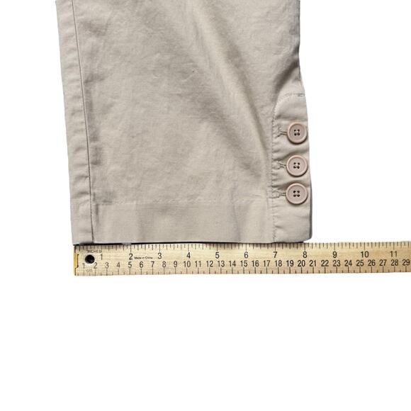 Talbots Capri Pants Women's 16 Tan Cropped Chino Casual Coastal Button Detail - Picture 8 of 8